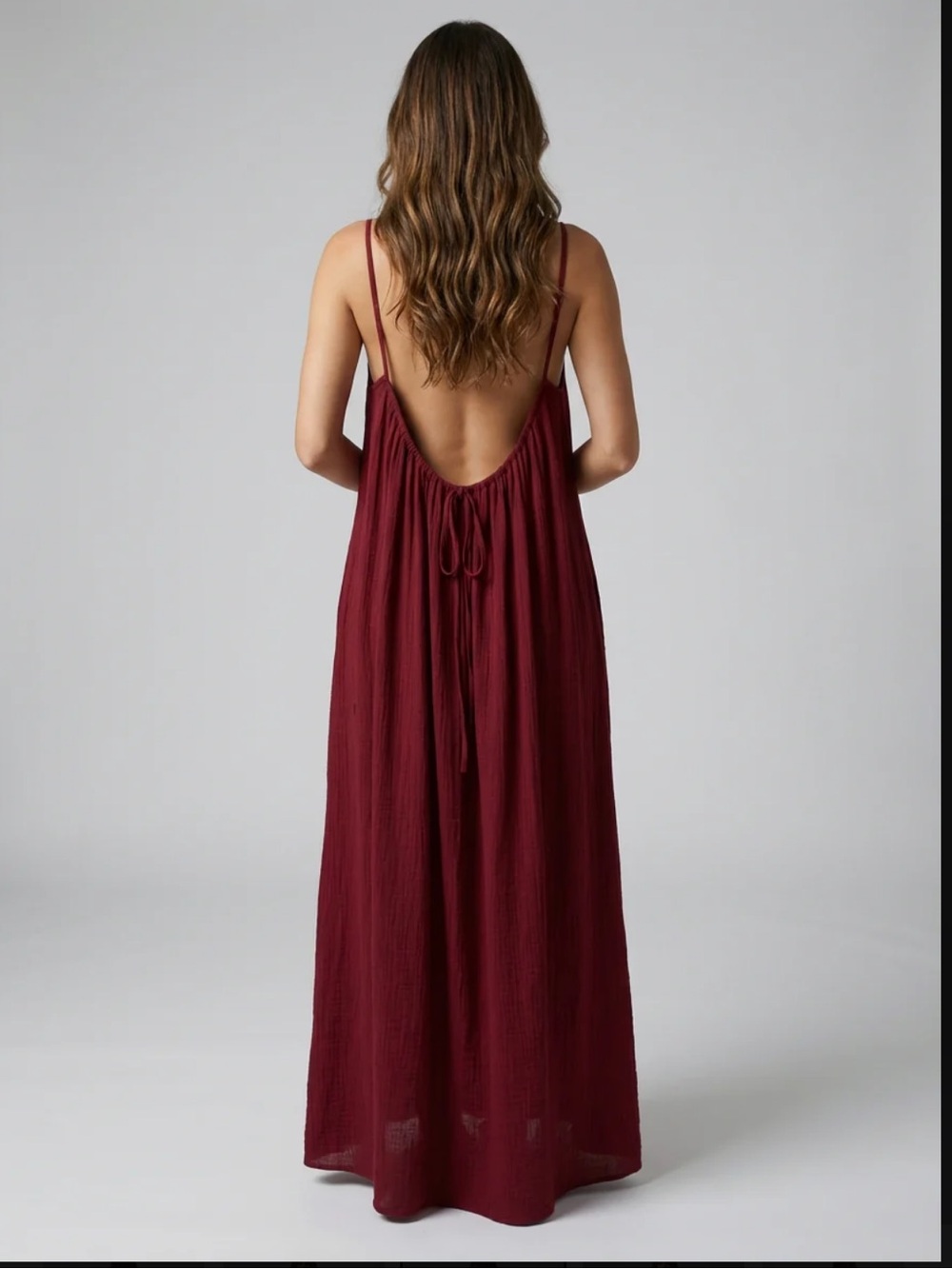 viral backless dress in burgundy